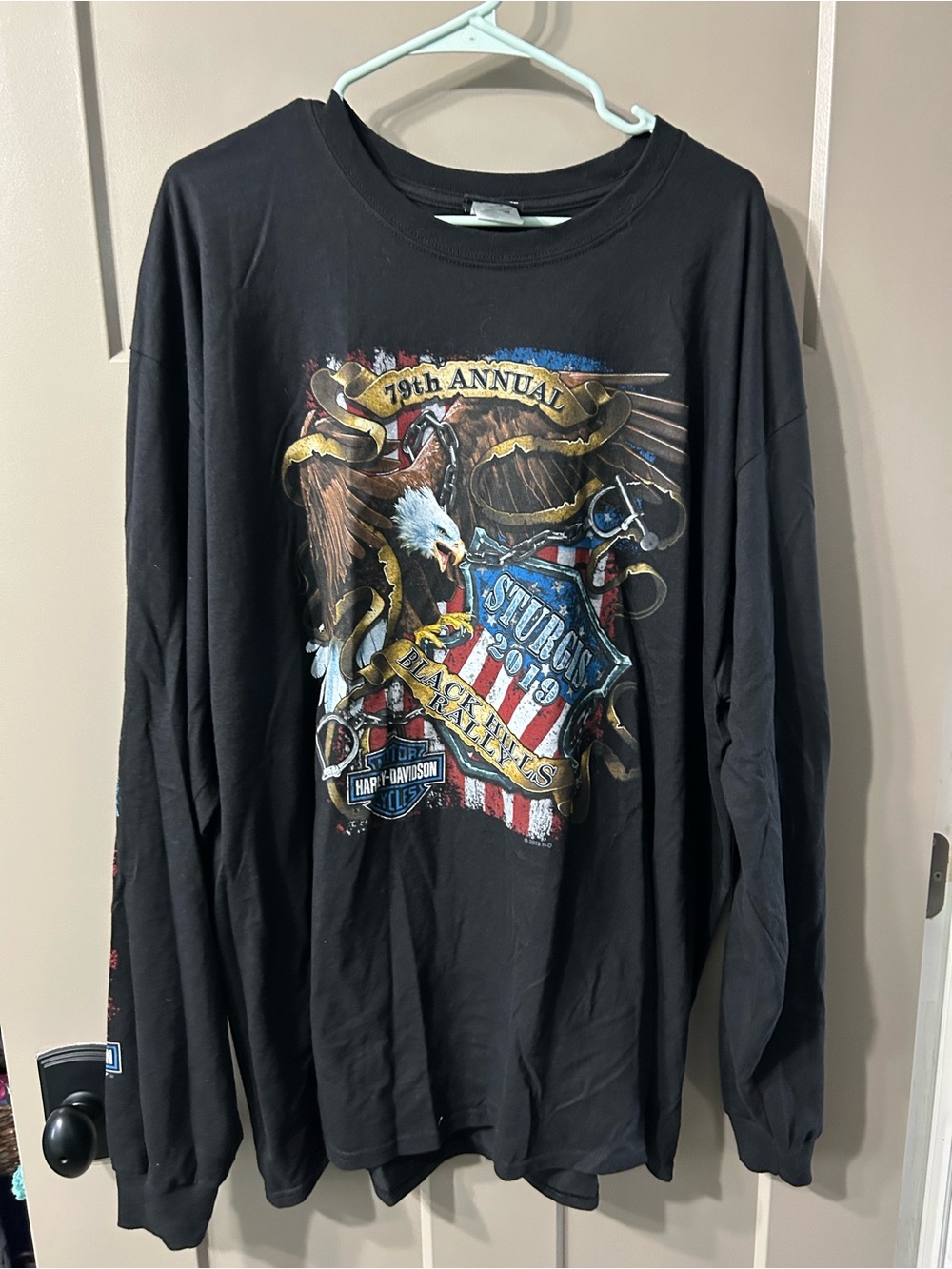 Harley-Davidson Black Long Sleeve Tee with Eagle & Shield Graphic 79th 2019